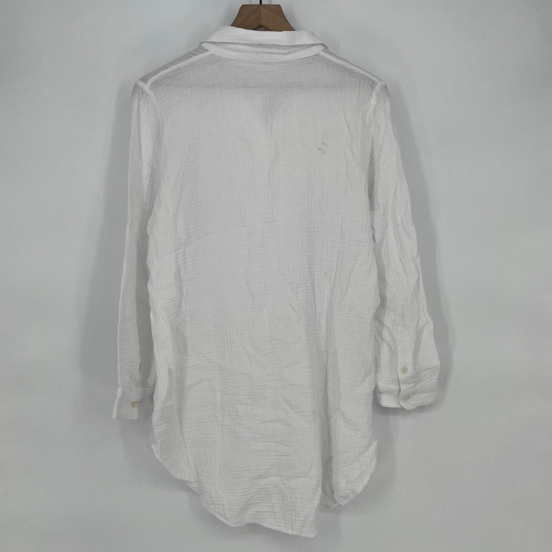 J. Crew White Gauze Shirt Tunic Button Up Long Sleeve Top Size S