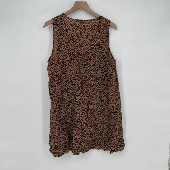J Crew Sleeveless Leopard Print Tie Front Tunic Top Women Size L