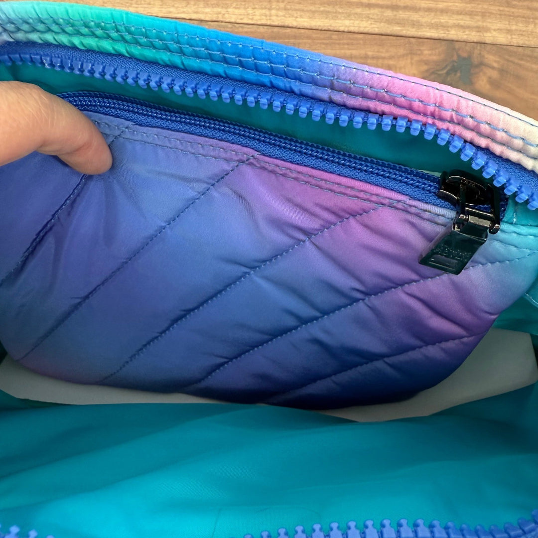 Think Royln Blue Lagoon Ombre Quilted Puffer Pouch RFID Protected