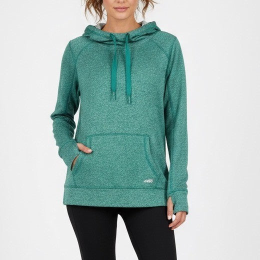 Avia Women's Activewear Hoodie Sweatshirt Green Pullover Thumb Hole Size Large