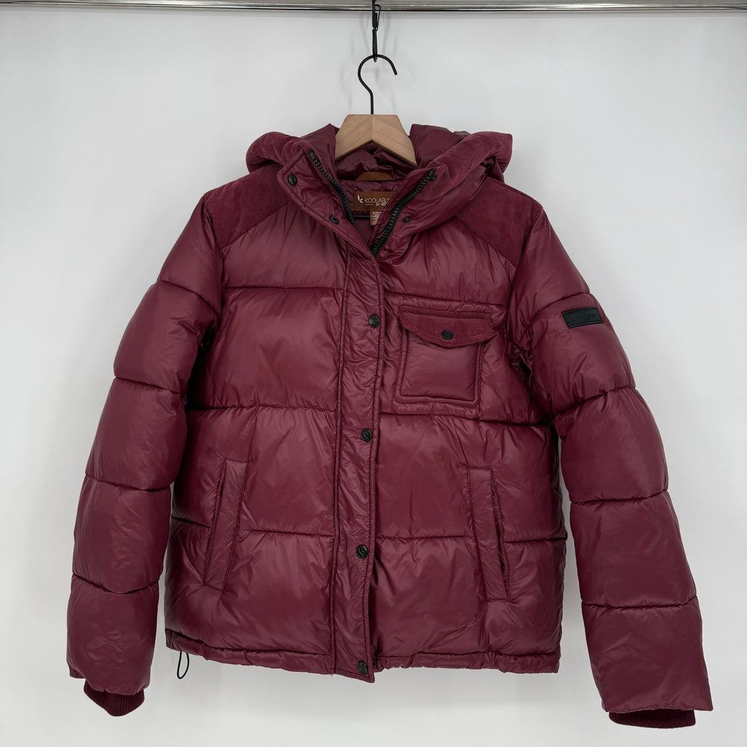 Koolaburra by UGG Burgundy Corduroy Puffer Hooded Jacket Size S/P