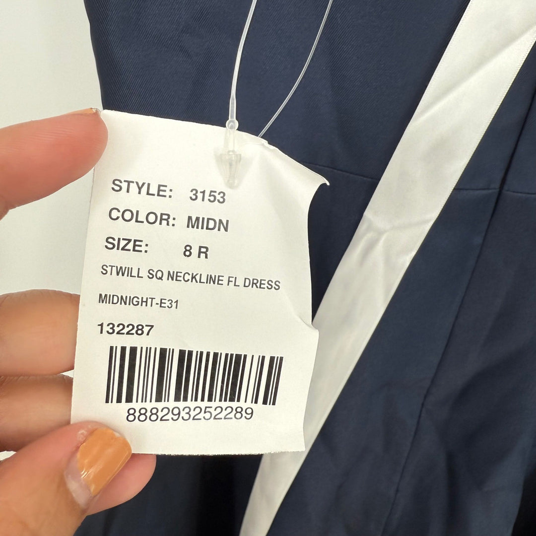 Dessy Collection Square-Neck Satin Maxi Dress With Full Skirt In Midnight Navy