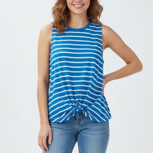 ABOUND Blue White Stripe Tie Front Sleeveless Tank Top Women's Size Medium