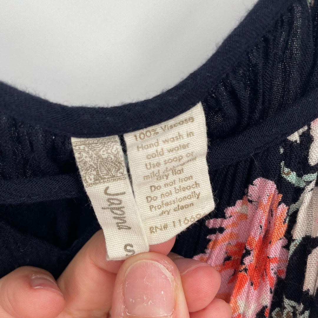 Japonica Black Floral Cold Shoulder Bell Sleeve Blouse Top Size S