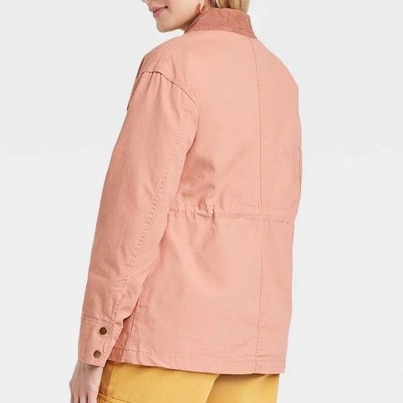 Universal Thread Utility Jacket Women's Size S Pink Cotton Corduroy Collar