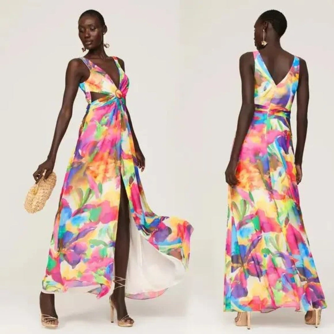 Liv Foster Floral Tie Dye Gown Size 6