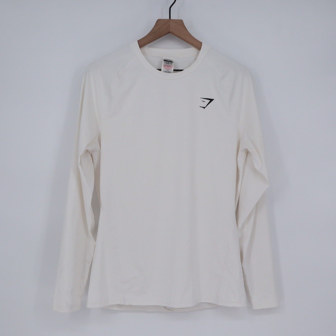Gymshark Long Sleeve Workout Shirt White XL Athleisure Athletic Top