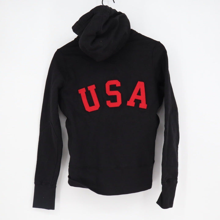 American Giant Womens Black Full Zip Hoodie Sweatshirt USA Logo XS 100 Cotton