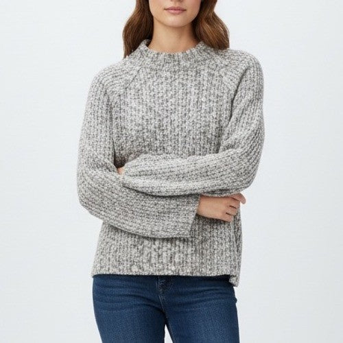 White Willow Speckled Mock Neck Knit Sweater Women's Size S/P