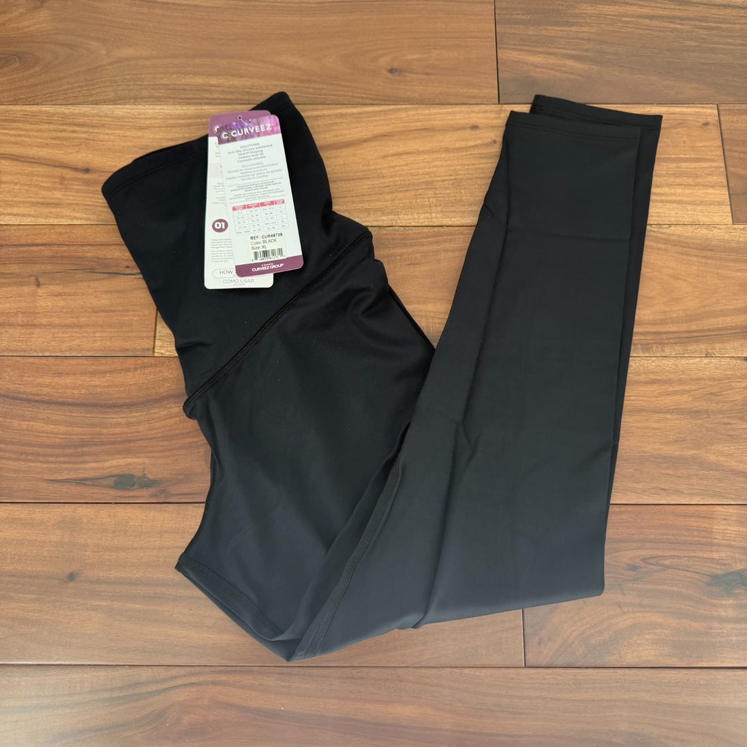 Curveez High Waist Leggings Womens XL Black Stretch Firm Control Stunning Shape