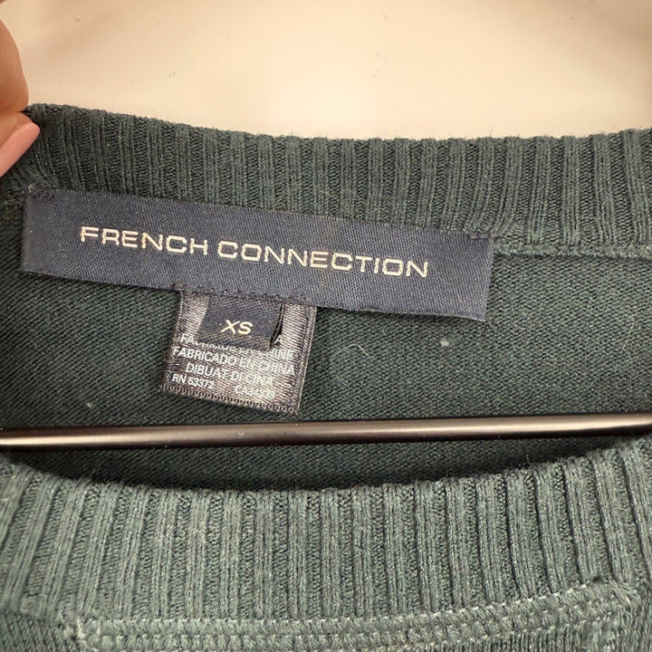 French Connection Dark Green Crew Neck Raglan Sleeve Knit Sweater XS