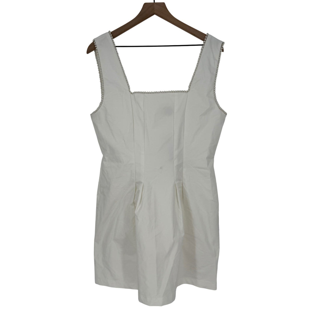 Lulus Pure Hearted White Pearl Square Neck Sleeveless Mini Dress Size XL