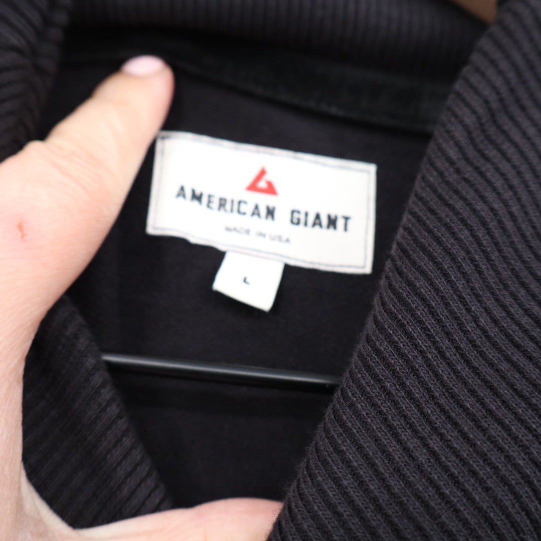 American Giant Black Long Sleeve Quarter Zip Sweatshirt Dress Size L