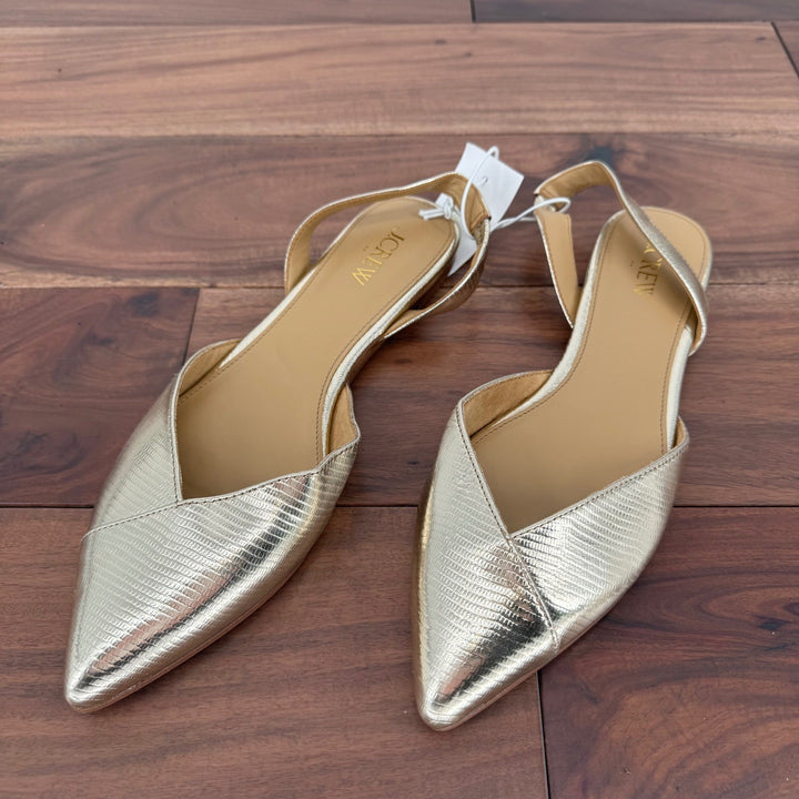 J. Crew Gold Metallic Embossed Pointed Toe Slingback Flats Women's Size 8M