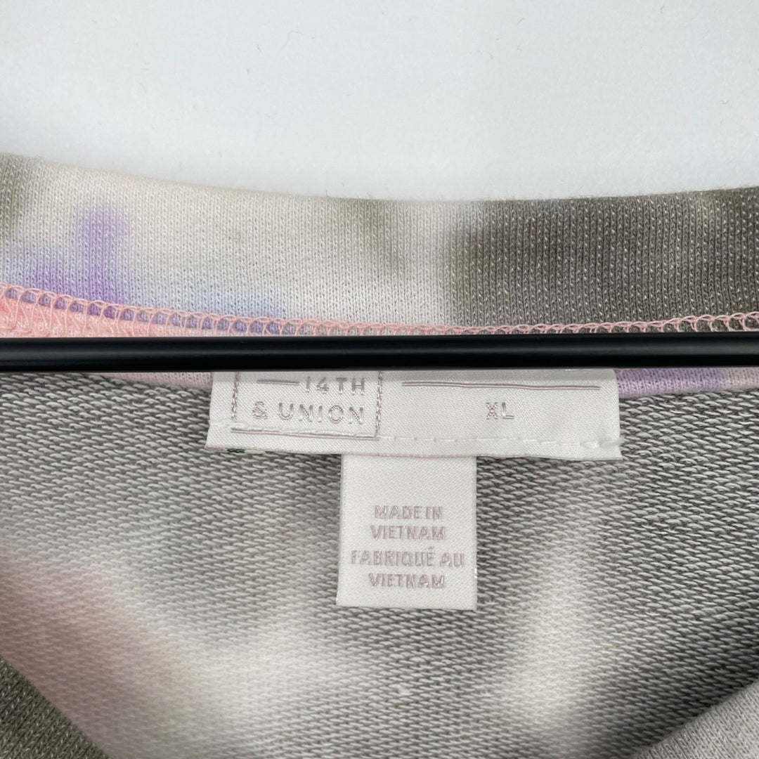 14th & Union Tie Dye Sweatshirt Pink Gray Purple Drawstring Crop XL