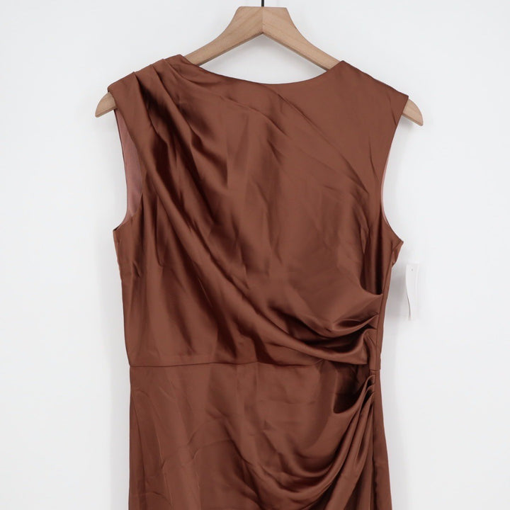 After Six High Neck Sleeveless Cap Shoulder Satin Maxi Dress Size M