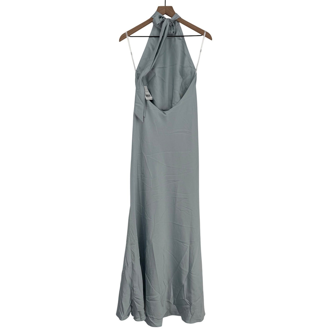 Social Scarf The High-Neck Halter Maxi Slip Dress In Mist Size S