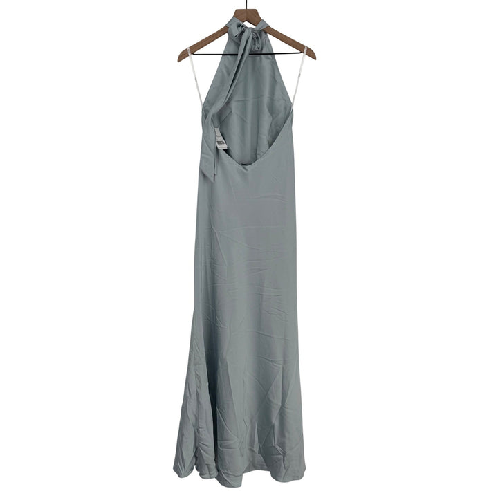 Social Scarf The High-Neck Halter Maxi Slip Dress In Mist Size S