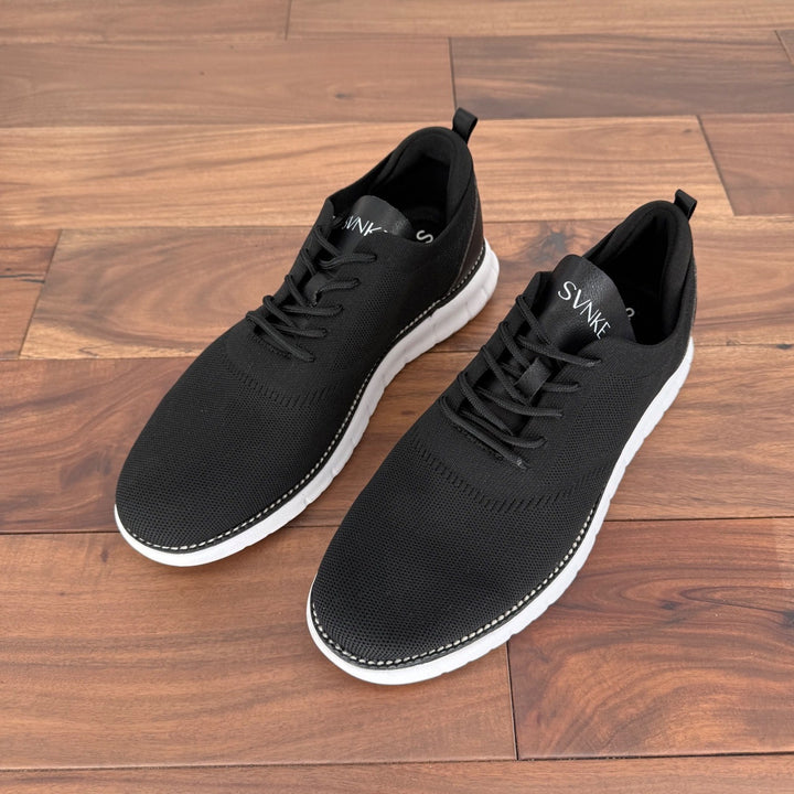 SVNKE Black Knit Sneakers Casual Comfort Walking Shoes
