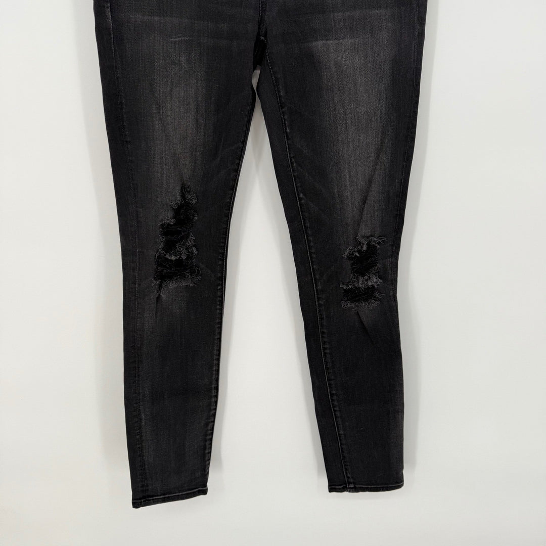 American Eagle Outfitters Black Distressed Super Stretch Jegging Jeans Size 12