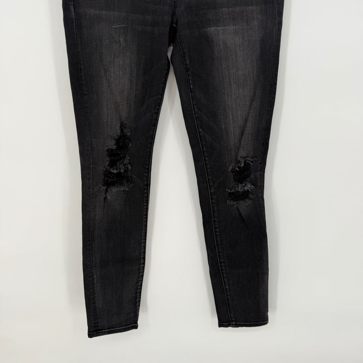 American Eagle Outfitters Black Distressed Super Stretch Jegging Jeans Size 12