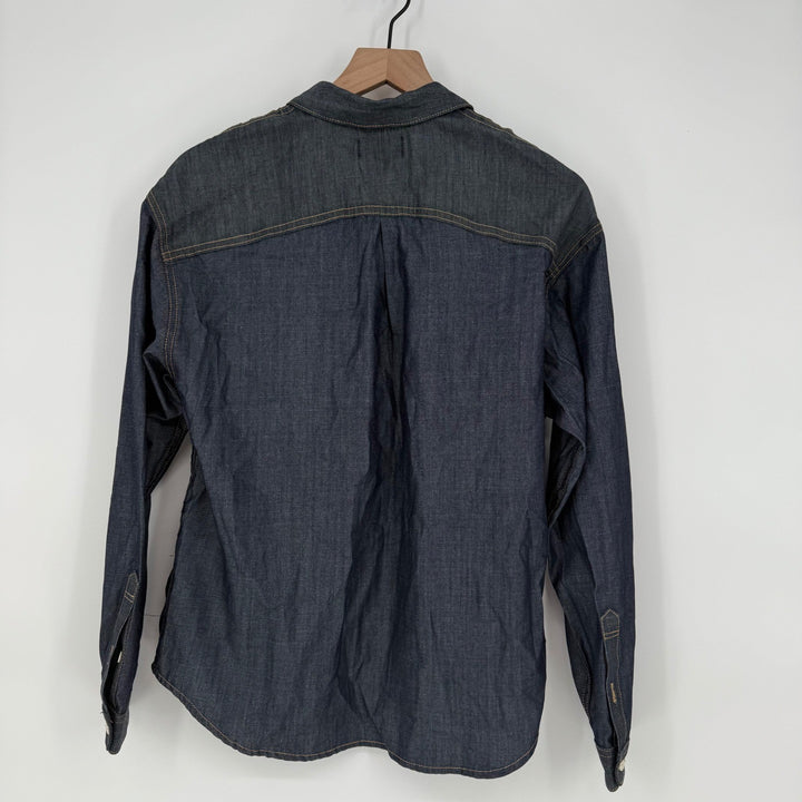 AG Adriano Goldschmied Denim Button Down Shirt Dark Wash Long Sleeve Size S