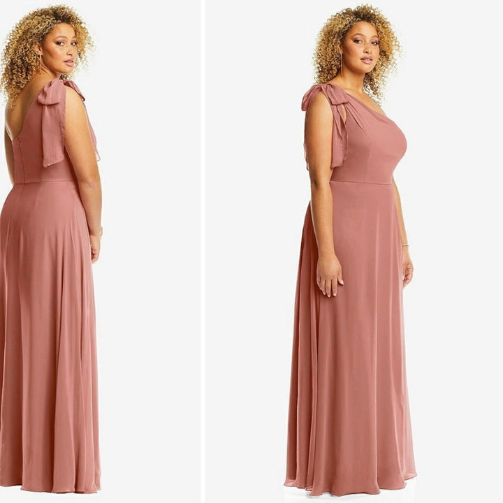 After Six Draped One-Shoulder Maxi Dress With Scarf Bow Size 2