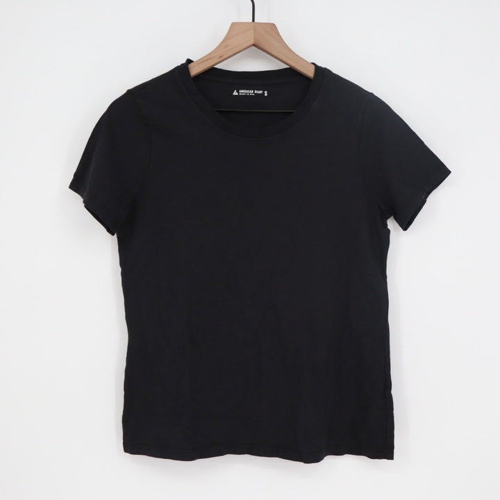 American Giant Black Cotton Tee Crew Neck Made in USA Size S