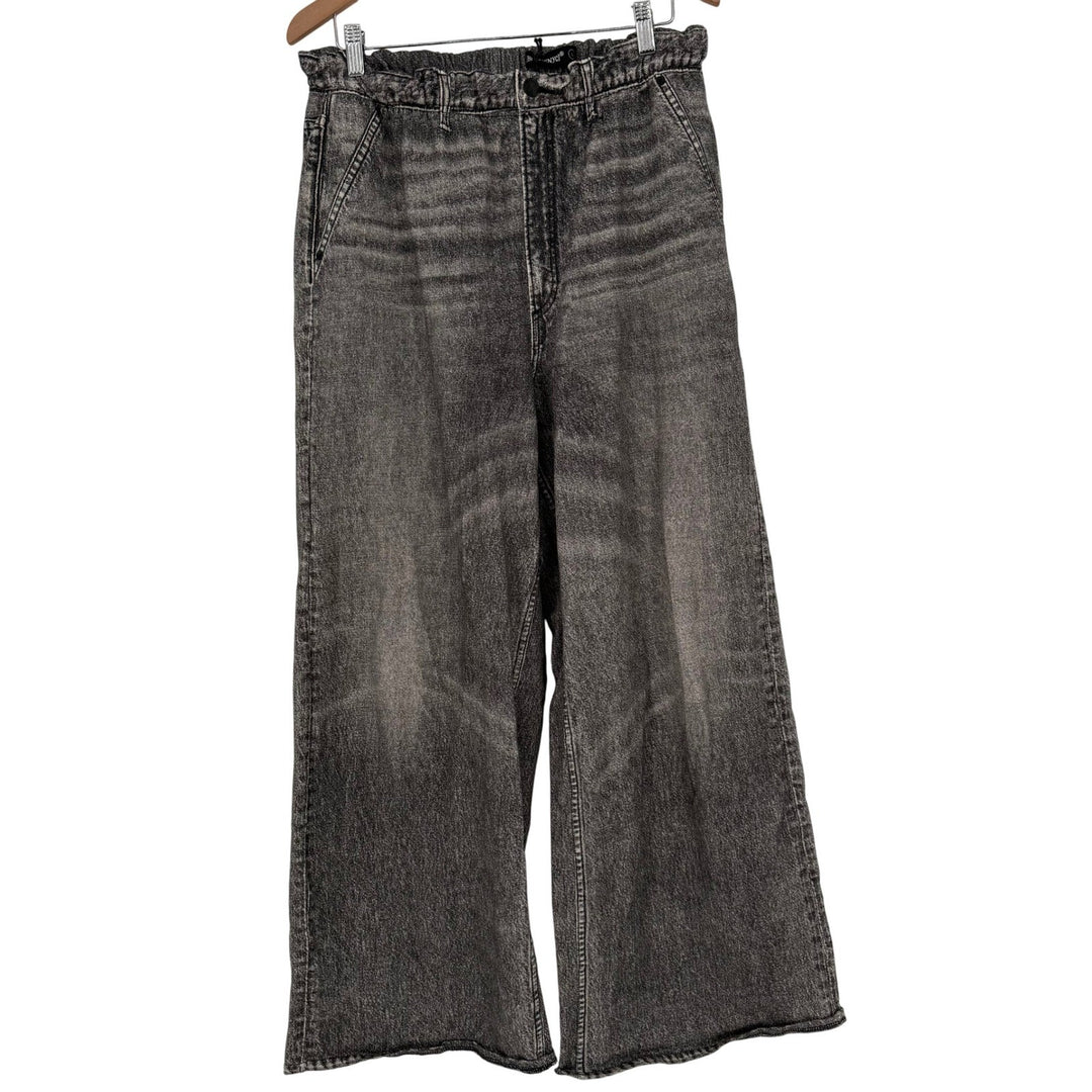 Blank NYC Wide Leg Pants Womens Black Acid Wash Denim High Rise Jeans Size L