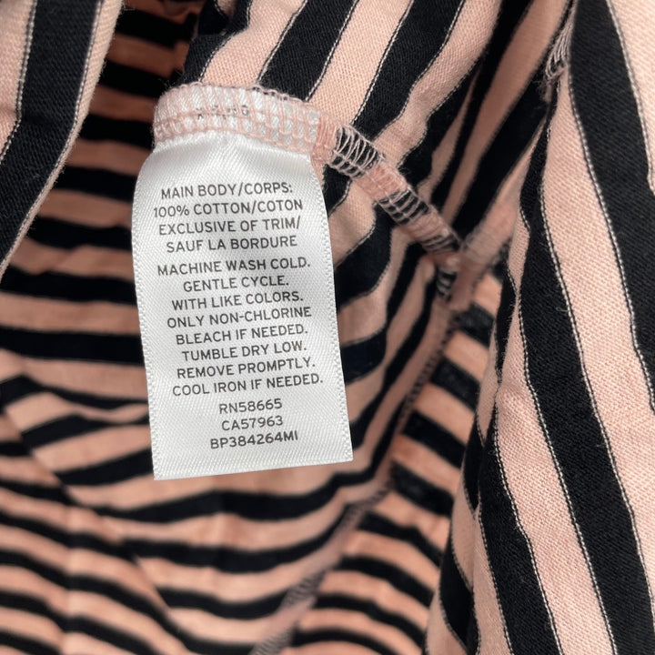 BP. Striped Peplum V Neck T Shirt Top Pink Black Womens Size S