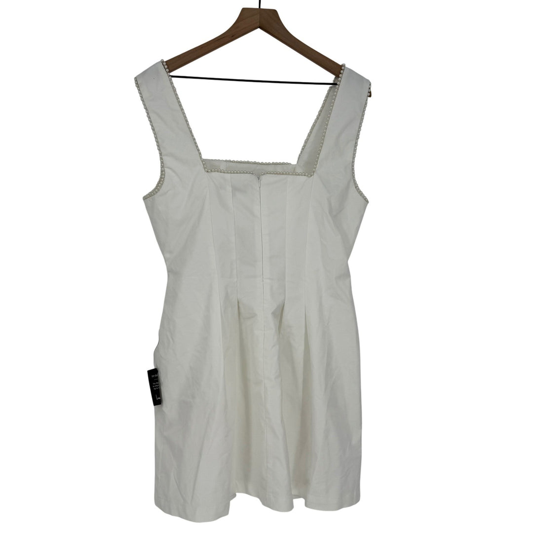 Lulus Pure Hearted White Pearl Square Neck Sleeveless Mini Dress Size XL