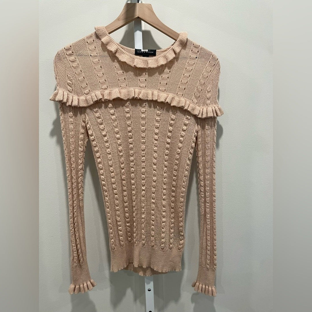 Slate & Willow Blush Ruffle Sweater Size XS