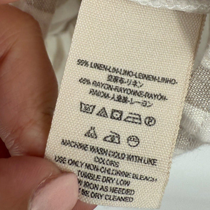 Free People Folk Town Linen Off-Shoulder Striped Mini Dress Size XS