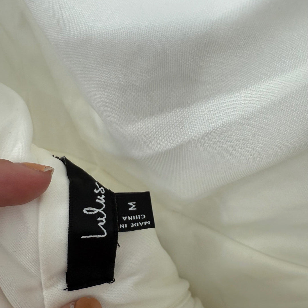 Lulus Elevated Icon White Jacquard Long Sleeve Bow Mini Dress Size M