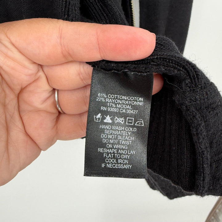 NIC+ZOE Black Zipper Collar Knit Jacket Sweater XS