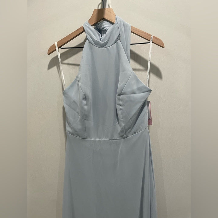 After Six High Neck Halter Backless Maxi Dress In Mist Size 8