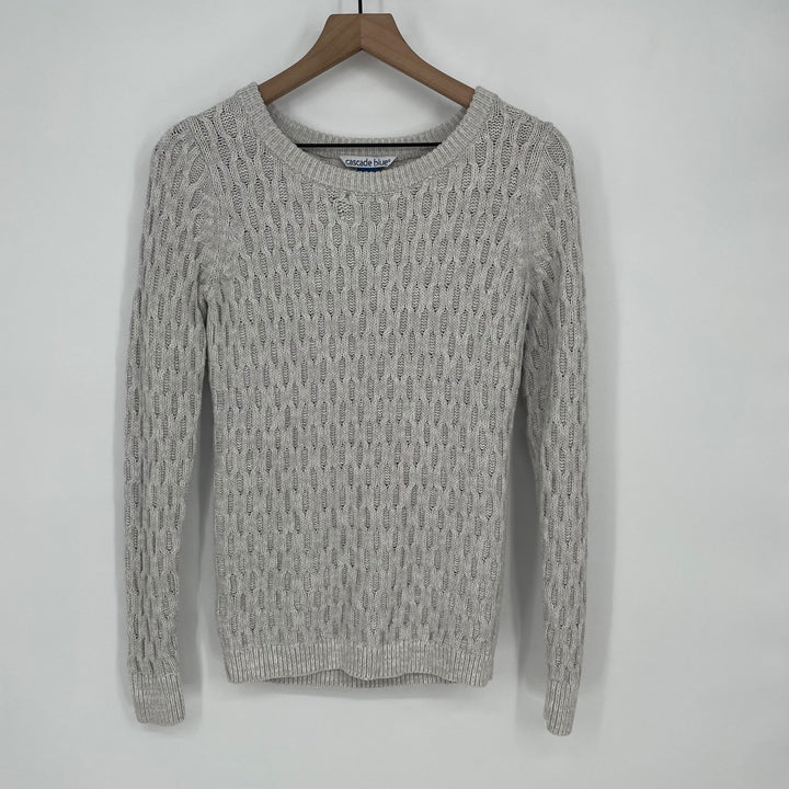 Cascade Blue Knit Sweater Crew Neck Long Sleeve Textured Gray Size S