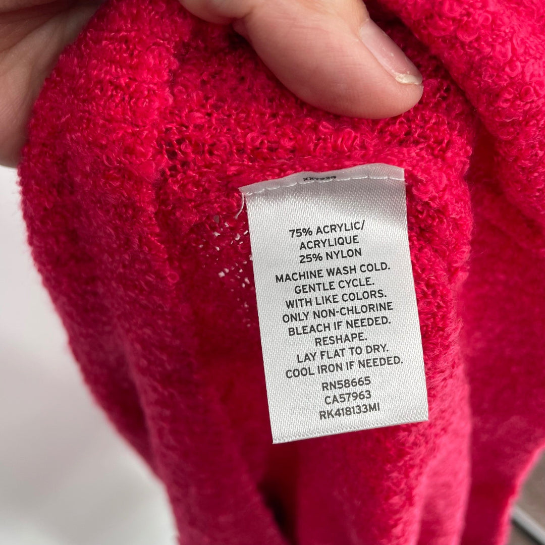 ABOUND Fuzzy V Neck Sweater Magenta Pink Knit Cozy Long Sleeve Top Women's XXL