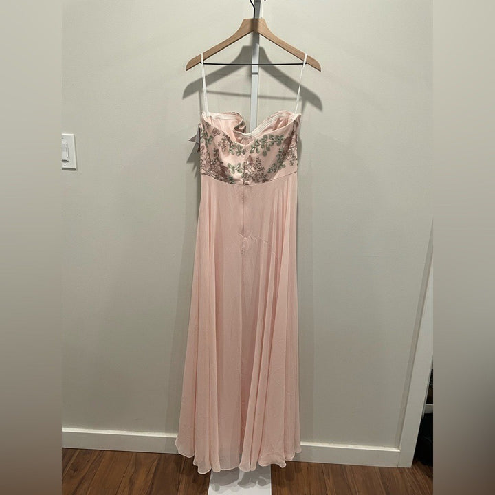 Dessy Collection Strapless Floral Embroidered Corset Maxi Dress Size 16