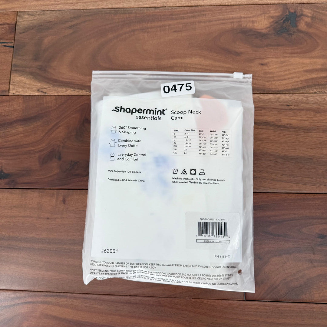 Shapermint Essentials Scoop Neck Cami Smoothing Shaping Top White XXL New