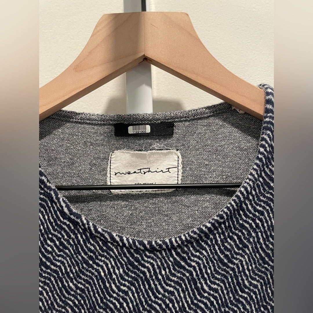 Sita Mur Sweatshirt Blue Jacquard Long Sleeve Shift Dress Size M