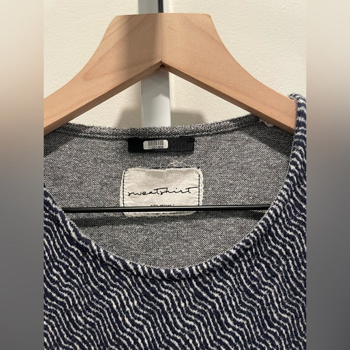 Sita Mur Sweatshirt Blue Jacquard Long Sleeve Shift Dress Size M