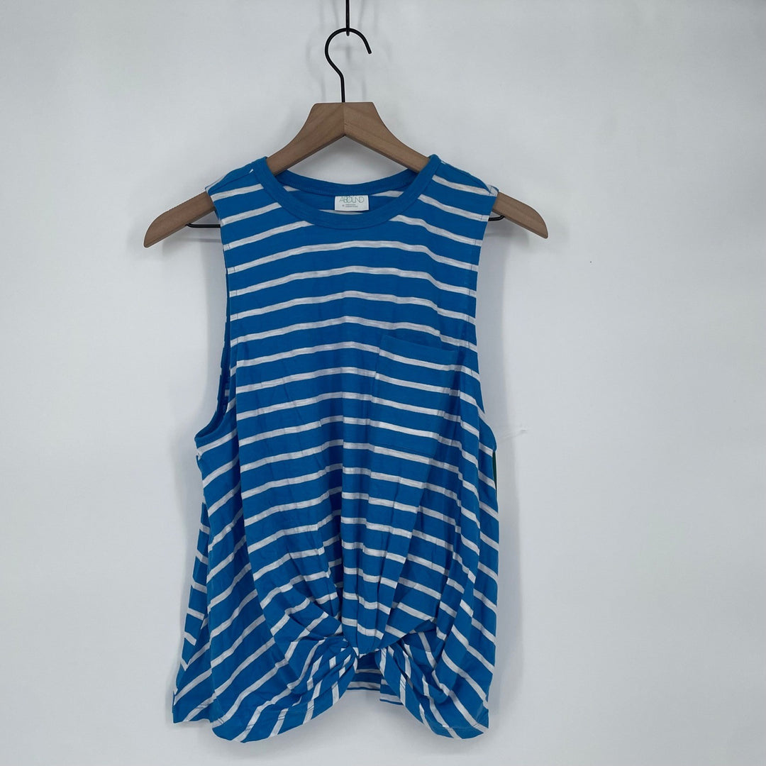 ABOUND Blue White Striped Sleeveless Twist Front Tank Top XL
