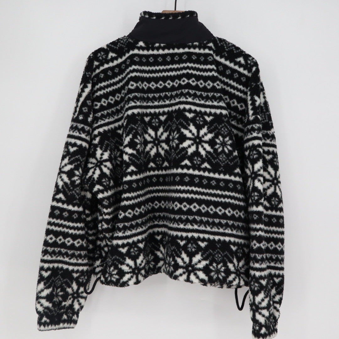 DSG Black White Fair Isle Fleece Quarter Zip Pullover Sweatshirt XL