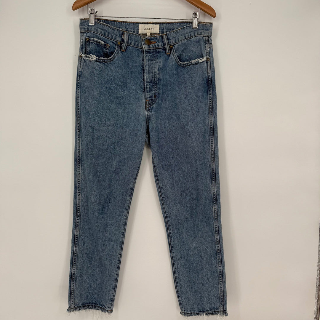 The Great Distressed High Rise Button Fly Women's Denim Jeans Size 27