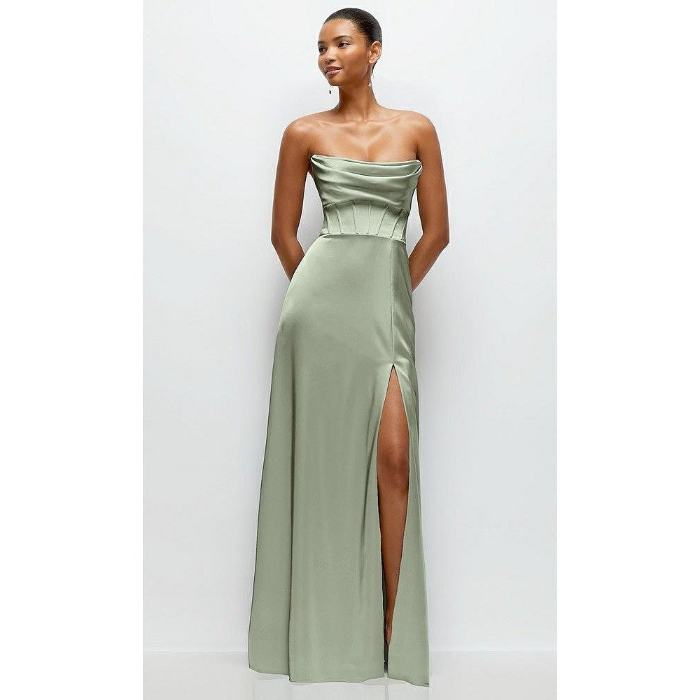 After Six A-Line Satin Maxi Dress With Convertible Off-The-Shoulder Dress