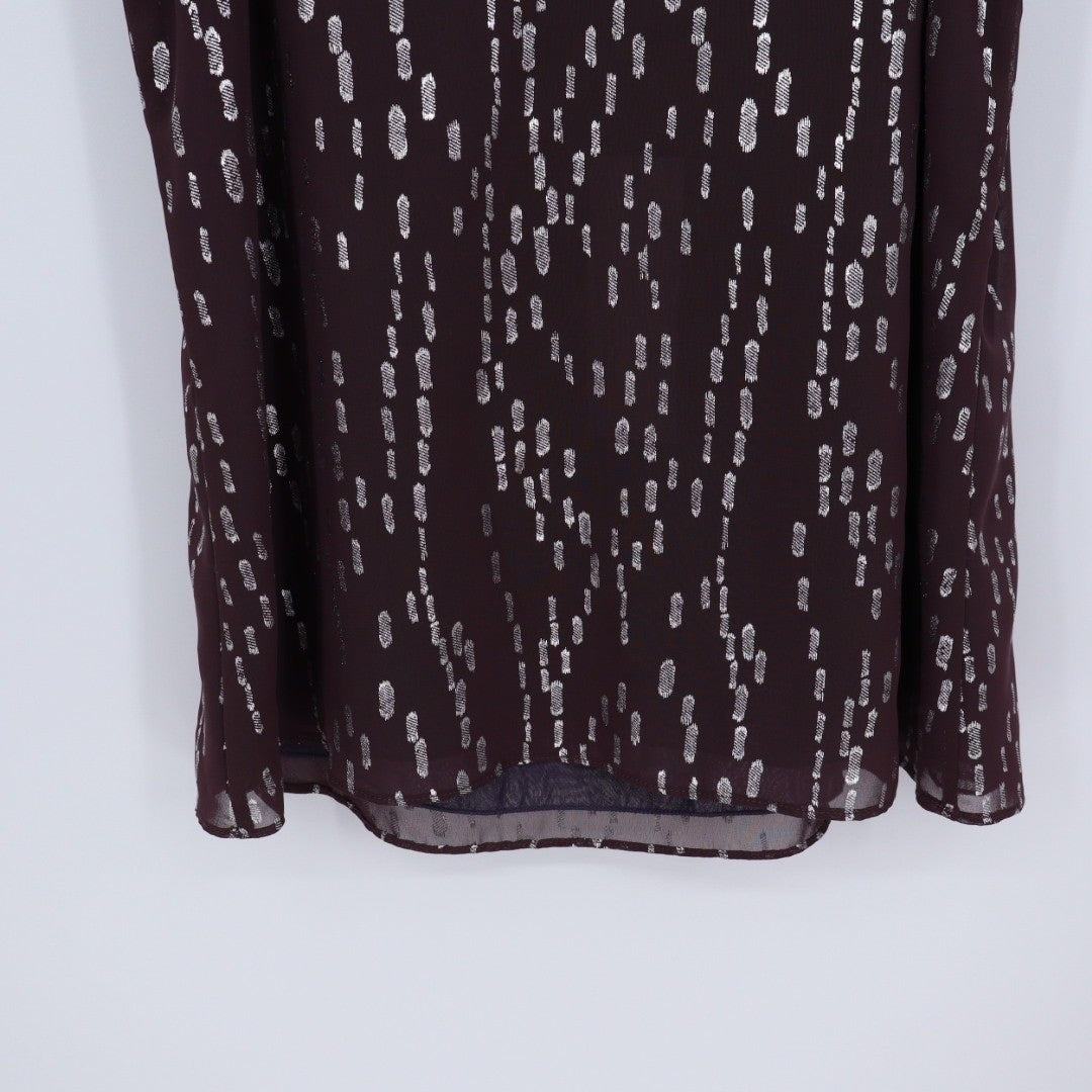 Veronica M Women's XS Maroon Metallic Dot Print Spaghetti Strap V Neck Top