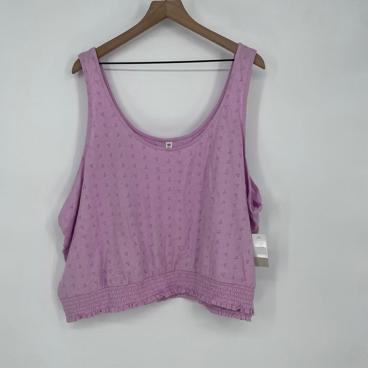 BP. Plus Size 4X Lavender Eyelet Smocked Crop Tank Top
