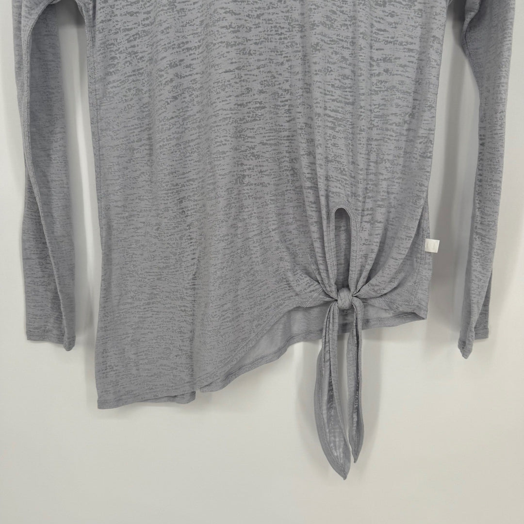 Activewear by Lululemon Light Gray Heathered Tie Front Long Sleeve Top Size 4