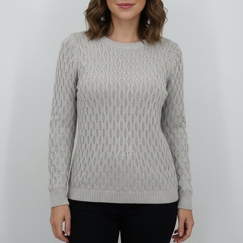 Cascade Blue Knit Sweater Crew Neck Long Sleeve Textured Gray Size S